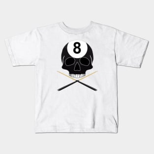 Eight Ball Skull with Crossed Cues Kids T-Shirt